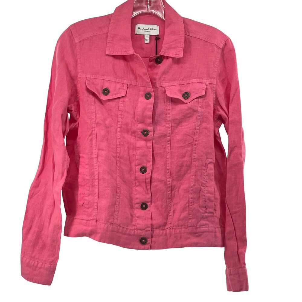 Michael Stars Women's Jacket Jean Flamingo Woven Linen Extra Small NWT